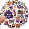 Cartoon Halloween Food Sticker Set For Guitar Notebook And Luggage Waterproof Diy Decoration 50 Pieces Nordic Style