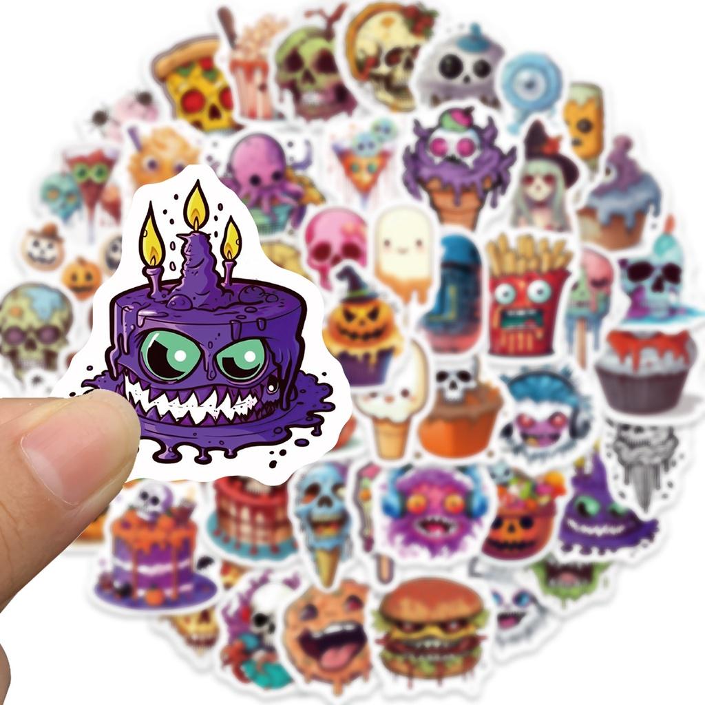 Cartoon Halloween Food Sticker Set For Guitar Notebook And Luggage Waterproof Diy Decoration 50 Pieces Nordic Style