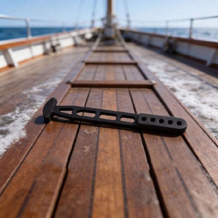 Boat Ladder Securing Strap, Marine Telescopic Ladder Black Rubber 5 Hole Strap for Replacement and Marine Maintenance