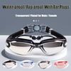 -1.5~-8.0 Adult Myopia Swimming Goggles Waterproof Anti-fog HD Transparent Electroplated Large Frame With Earplugs