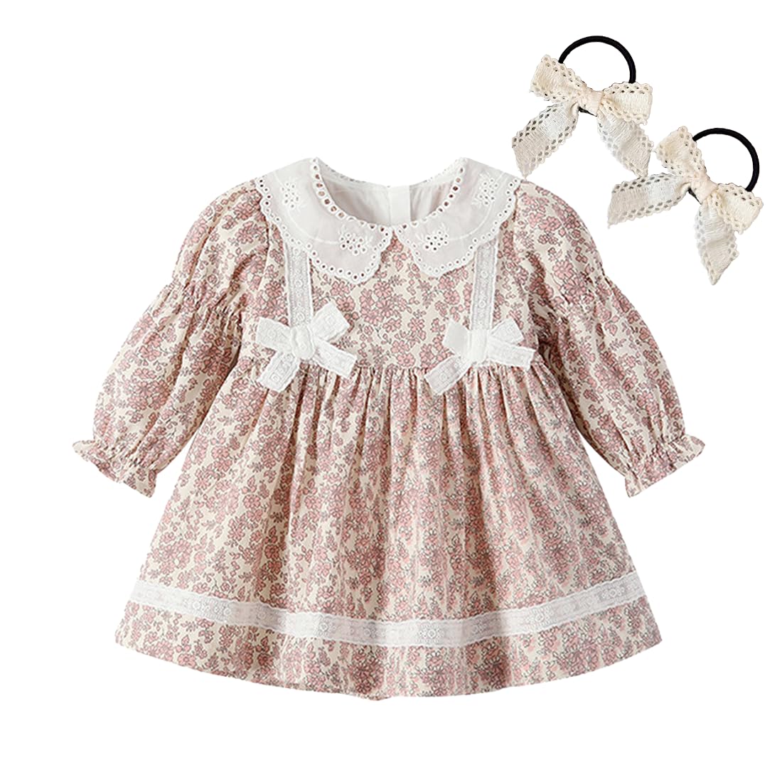 

SLINX Baby Dress with Floral and White Stylish Clothing for Perfect for First Meal Baby Shower and Discharge from Hospital Q270 Number Ribbon, Lace, розовый