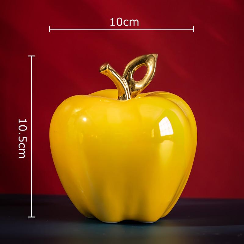 Shining Ceramic Apple Artworks Golden-plated Fruits Statue Desk Decoration Ornaments Crafts Apple Sculpture Room Aesthetic Decor