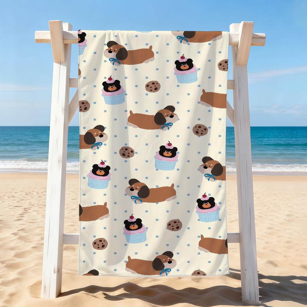 Cartoon cute Dachshund Towel Drying Bath Towel Applicable To Light Swimming Camping Yoga Beach Out