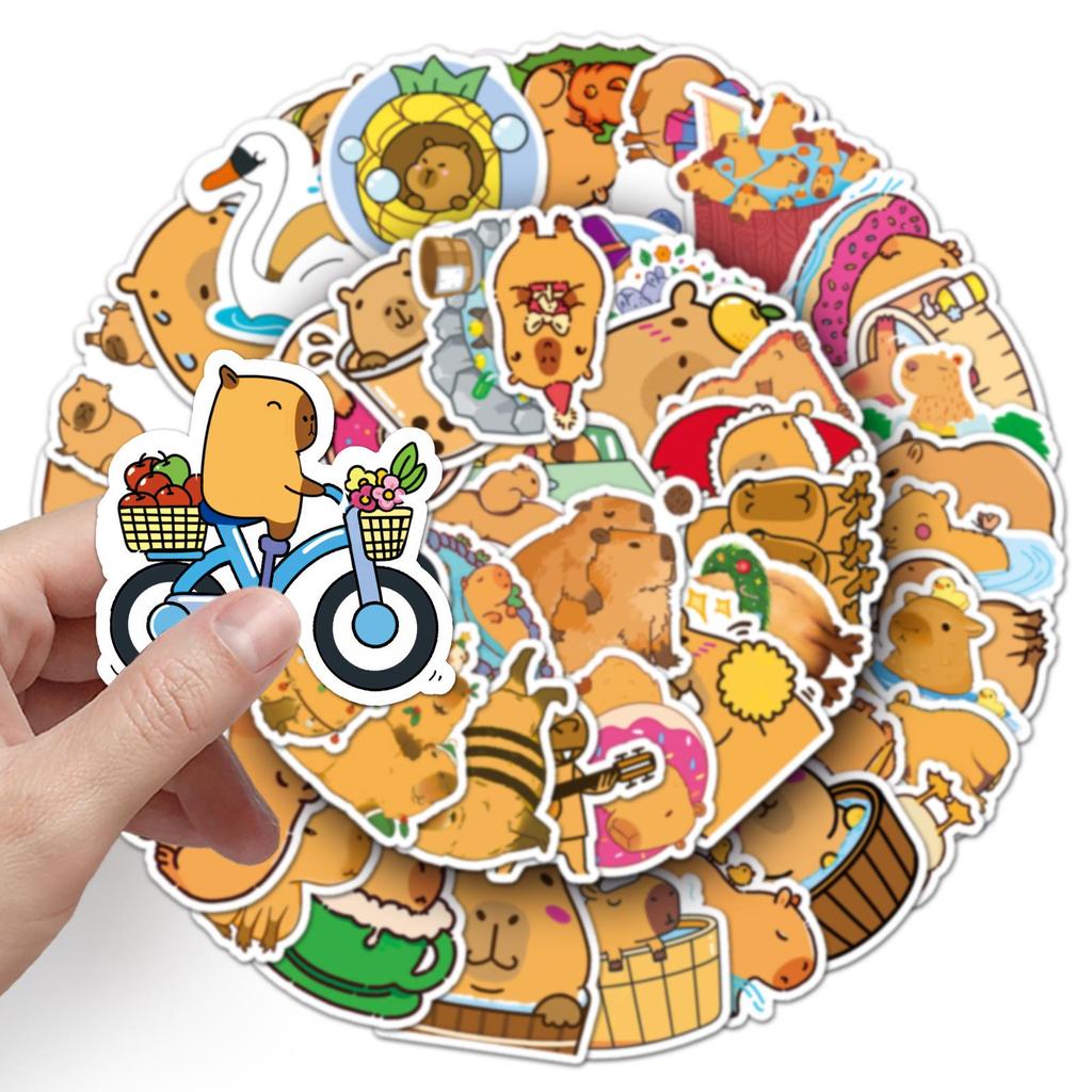 Capybara Suitcase & Laptop Stickers - 50 Waterproof Animal Designs for Travel & Decoration
