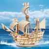 DIY  Sailing Ship Toys 3D Wooden Puzzle Toy Assembly Wood Craft Kits Desk Decoration for Children Kids