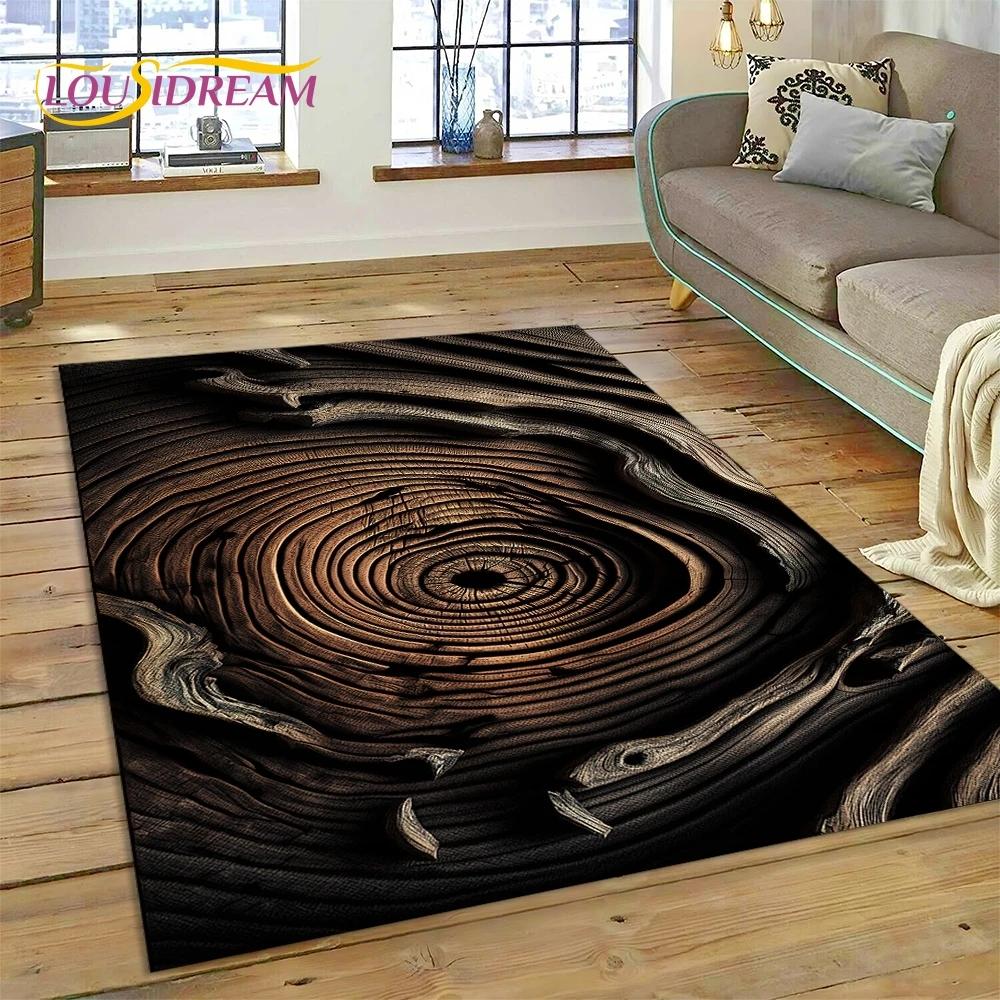 Color 3D Wood Grain Lines Carpet Rug for Bedroom Living Room Home Sofa Decoration,Children Game Large Decor Floor Mat Non-slip
