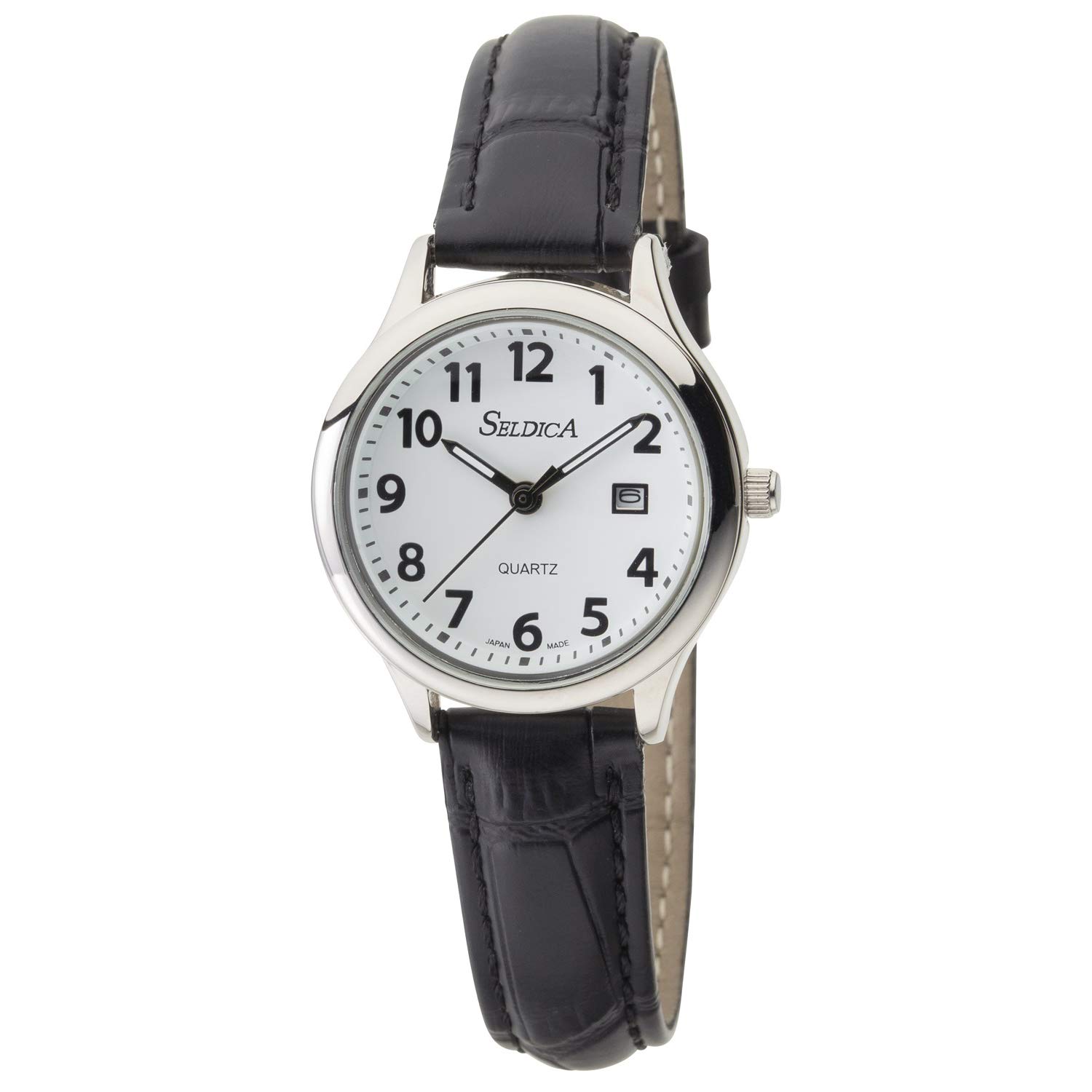 

Wristwatch Analog Waterproof Date Leather Strap Black [Clefa] SD-AL051-WTS Women s