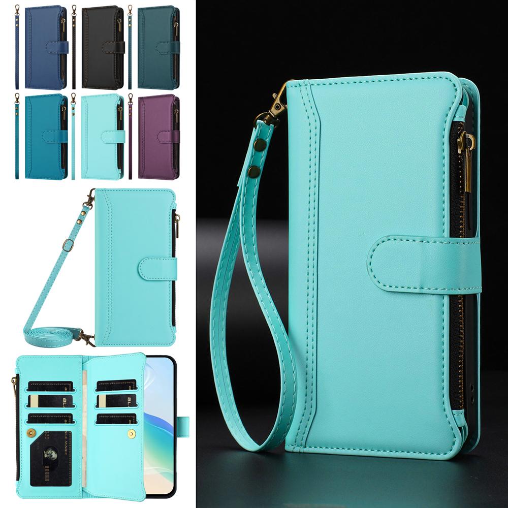 Card Wallet Phone Cover For OnePlus 15 13S 13R 13T Turbo 6V Ace 6 6T Nord CE 5 4 Lite Leather Case Wrist Strap Crossbody Shell