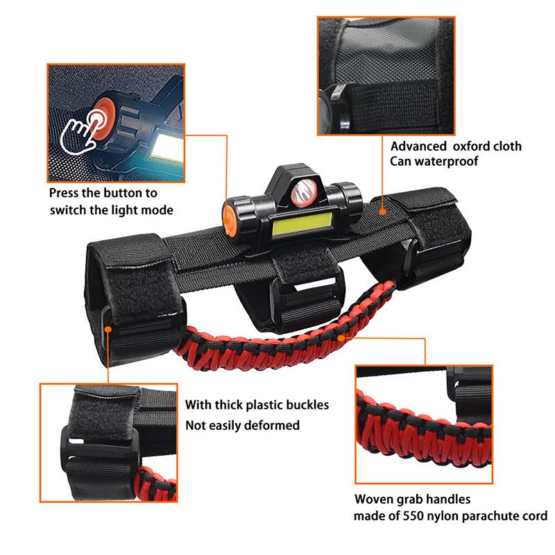 Universal LED Bumper Light with Anti-roll Bar Handle UTV ATV Roof Light for Jeep Wrangler 1945-2021 CJ YJ TJ JK JL