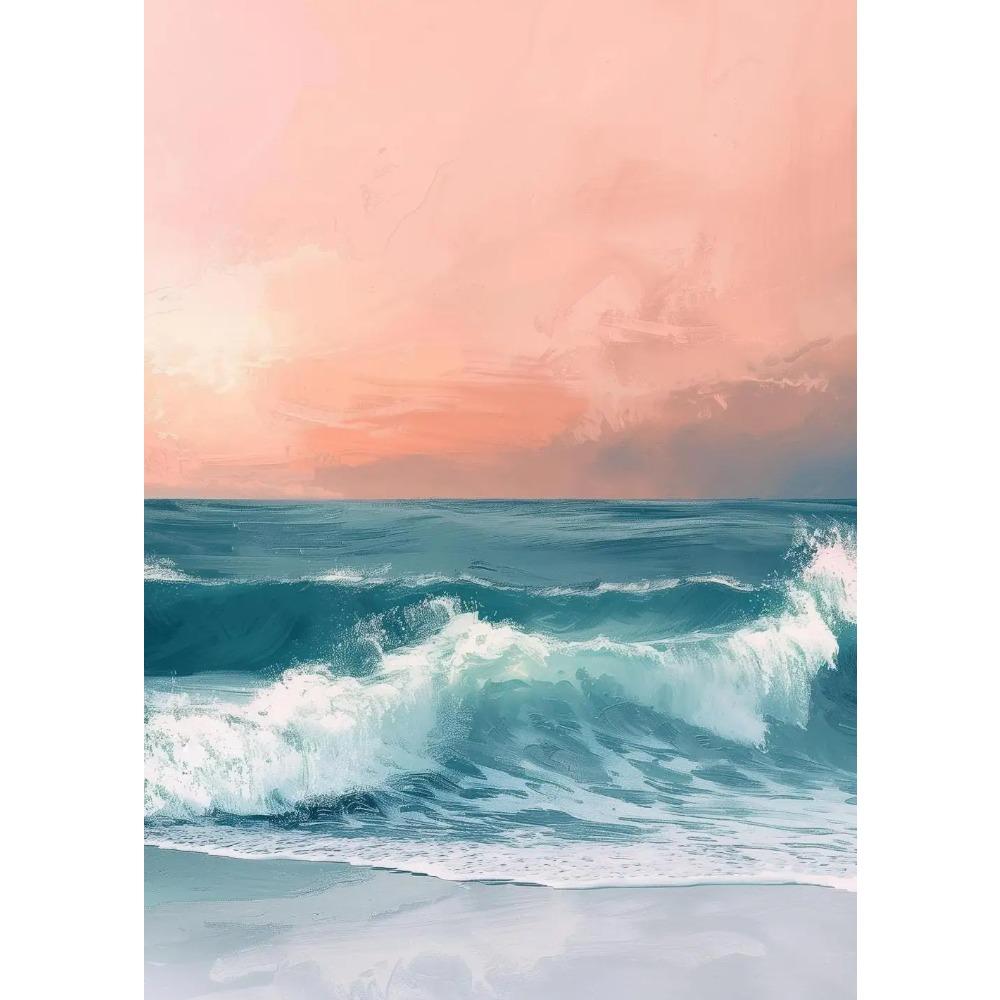 Dreamy Pastel Summer Beach Posters Woman Swimming Umbrella Sea Turtle Prints Canvas Painting Wall Picture Home Living Room Decor