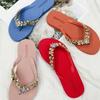 Fashion Slippers Women Glitter Flip Flops Summer 2025 Fashion Outdoor Rhinestone Chain Wedge Beach Slippers Jelly Hawaiian Flat Sandals