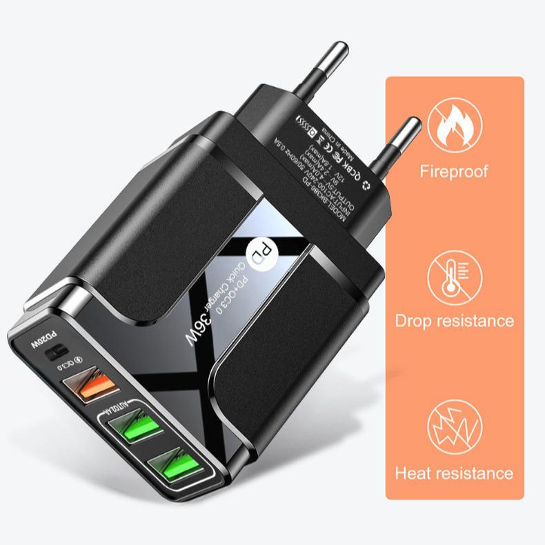PD33W QC3.0 GaN Multi-Port Fast Charger - 9V/12V European Standard
