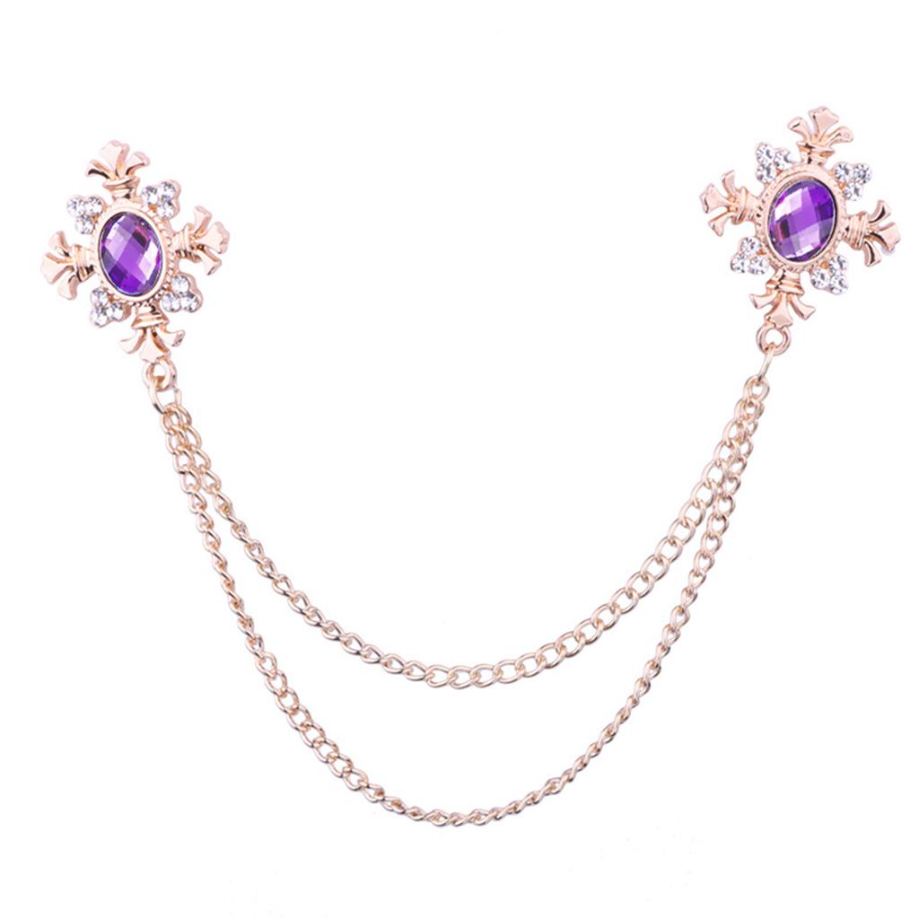 Elegant Tassel Rhinestone Cross Collar Pin For Shirts Fashionable Enthusiasts Suit Shirt Collar Brooch Trendy Jewelry