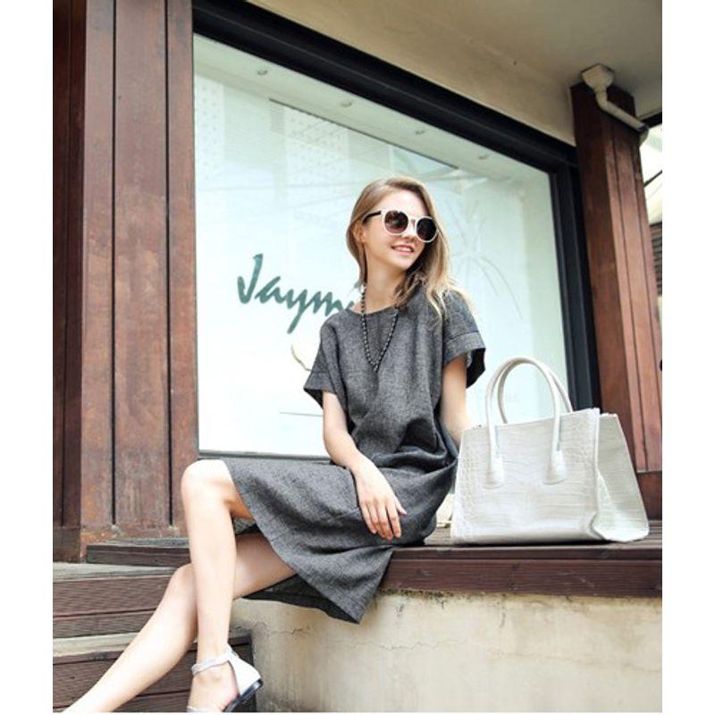 

Женское модное льняное элегантное платье с коротким рукавом, летнее платье Dark gray S