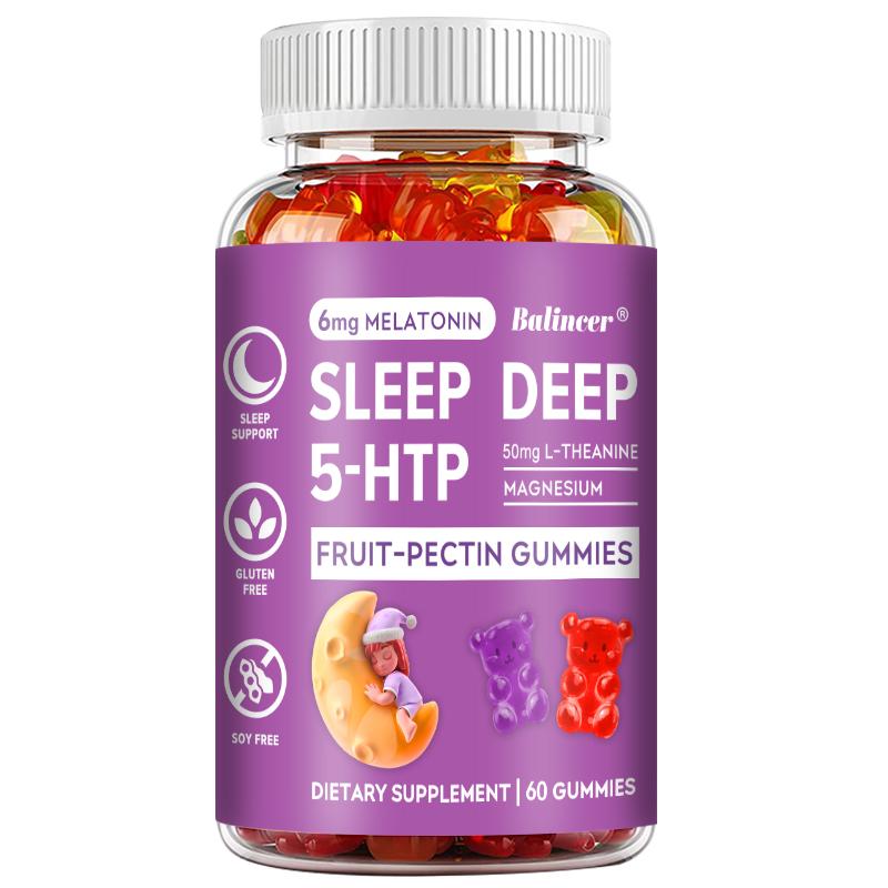 Sleep Gummies with L‑Theanine & Magnesium,Natural Berry Fruit‑Pectin Gummy, 60 Count 30‑Servings Dietary Supplement