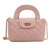 French Minimalist Chain Strap Small Square Purse With Lock Closure For Daily Use
