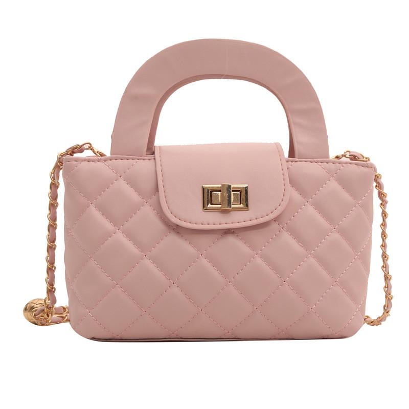 French Minimalist Chain Strap Small Square Purse With Lock Closure For Daily Use
