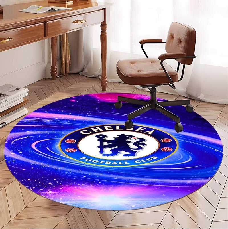 Chelsea F.C Pattern Round Rug, Indoor/Outdoor Mat, for Picnic, Gameroom, Bedroom, Office, Living Room, Home Decor Carpet, Birthday Gift