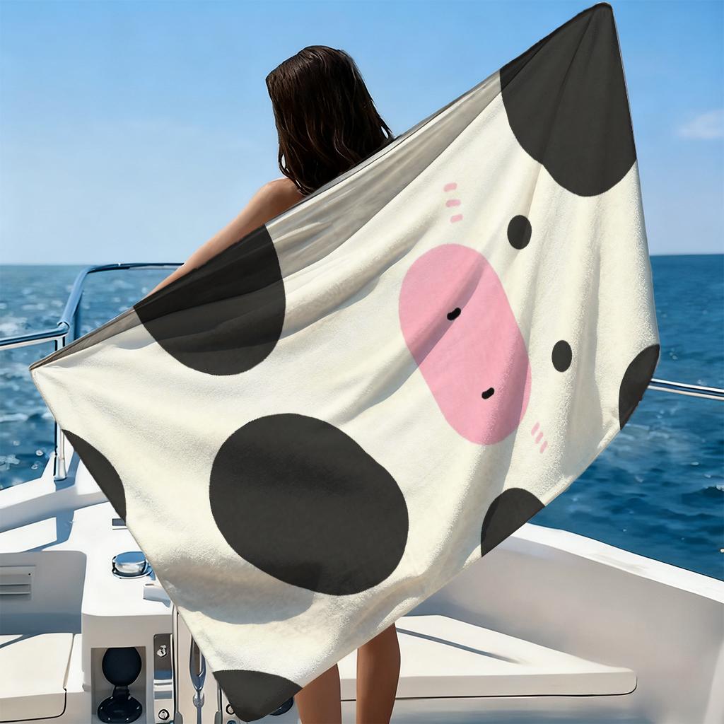 1pc Cartoon Cow Beach Towel Quick-drying Towel Super Absorbent Suitable for Beach Vacation Pool Swimming Summer Gift for Friends