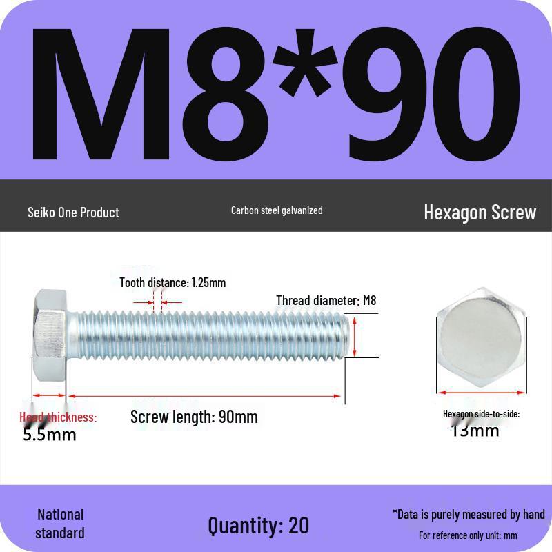 8.8 Grade Galvanized Hex Head Bolt, High-Strength M4-M30