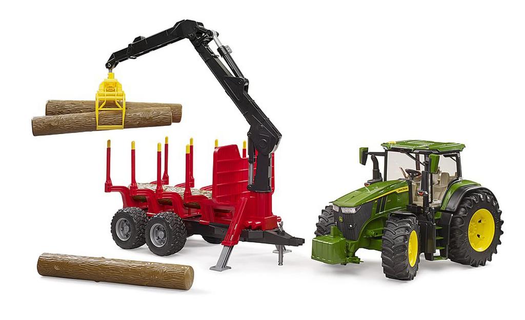 Bruder JD 7R 350 Front Loader & Forest Trailer (with 4 logs) BR03154