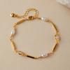 Elegantes Handgefertigtes 18 Karat Vergoldetes Zirkonia Eingelegtes ABS Perlen Armband Damen Exquisiter Schmuck