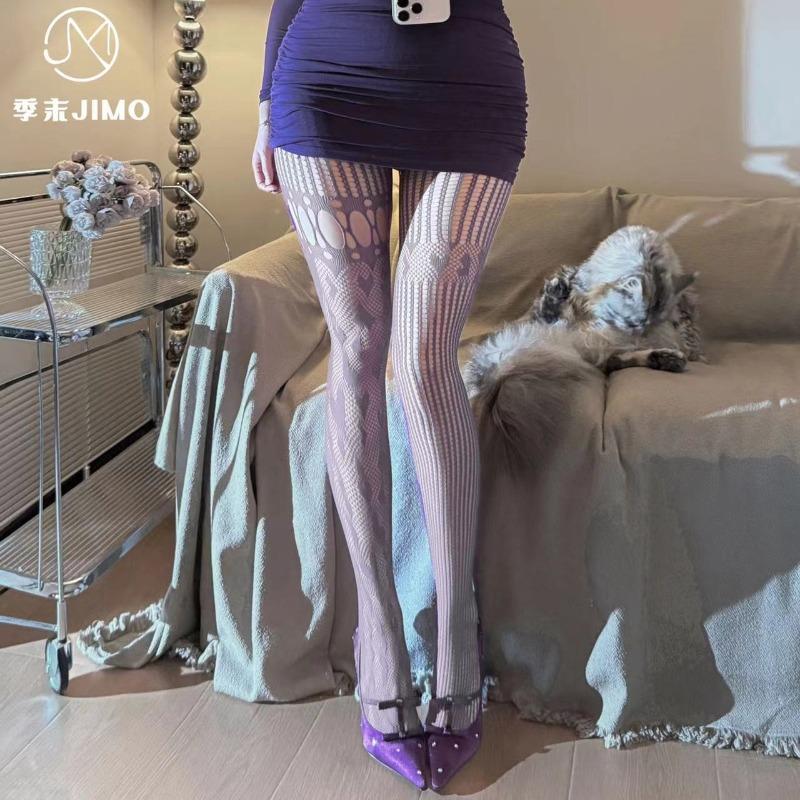 Sex Underwear End-of-season Retro Modern Love Splicing Empty Net Socks AB Asymmetrical Jacquard Net Socks Women