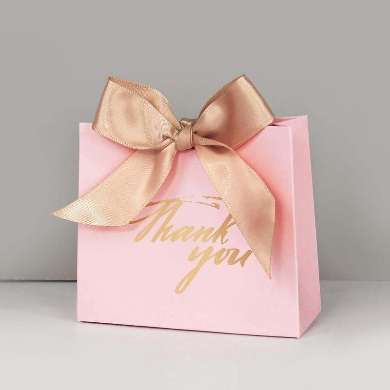 

5/10pcs Thank You Candy Box With Ribbon Small Gift Packing Bag For Christmas Wedding Baby Shower Birthday Party gift for guests 5pcs