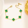 Lucky Titanium Fourleaf Clover Steel Bracelet Korean Style 18k Rose Gold Nonfading Jewelry
