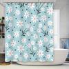 Vibrant Floral Shower Curtain Set for Bathroom Decor Blue and White Flower Pattern Waterproof Fabric with Rod Rings Perfect Gift
