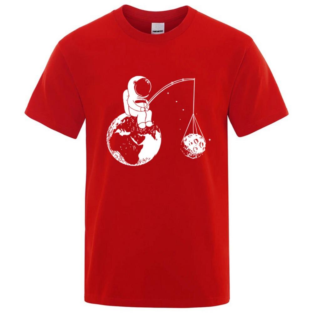 Summer Men High Quality T-shirt Blend Funny Design Astronaut Printing for Men Loose Top Cool Casual Tshirt Male Shirts
