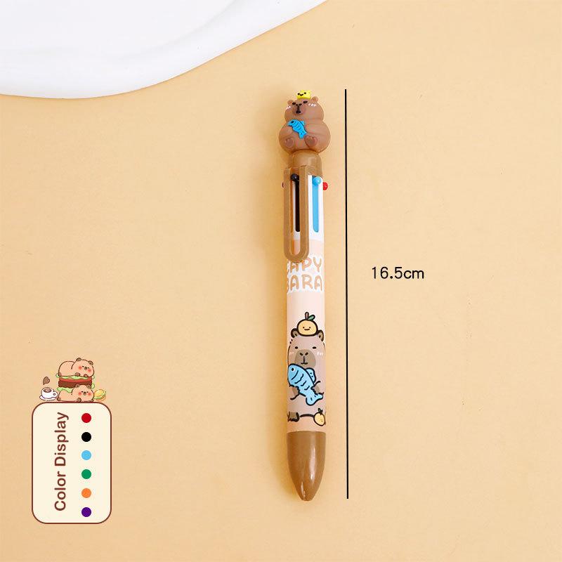 Cartoon Capybara Multicolor Ball Pen Ballpoint Pen Multicolored Pens Colorful Refill Multifunction 6/4 Colors In One Student