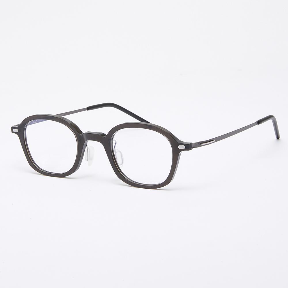 Alloaiweeo [The Air] Al5509 0910G Oriental Square Ultra-Lightweight Eyeglass Frame Black Blue Light Lens Selection