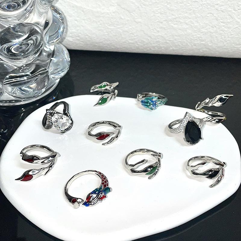 Original Design Nische High Sense Französischer Kalter Wind Persönlichkeit Emaille Offener Ring Zeigefingerring Damen