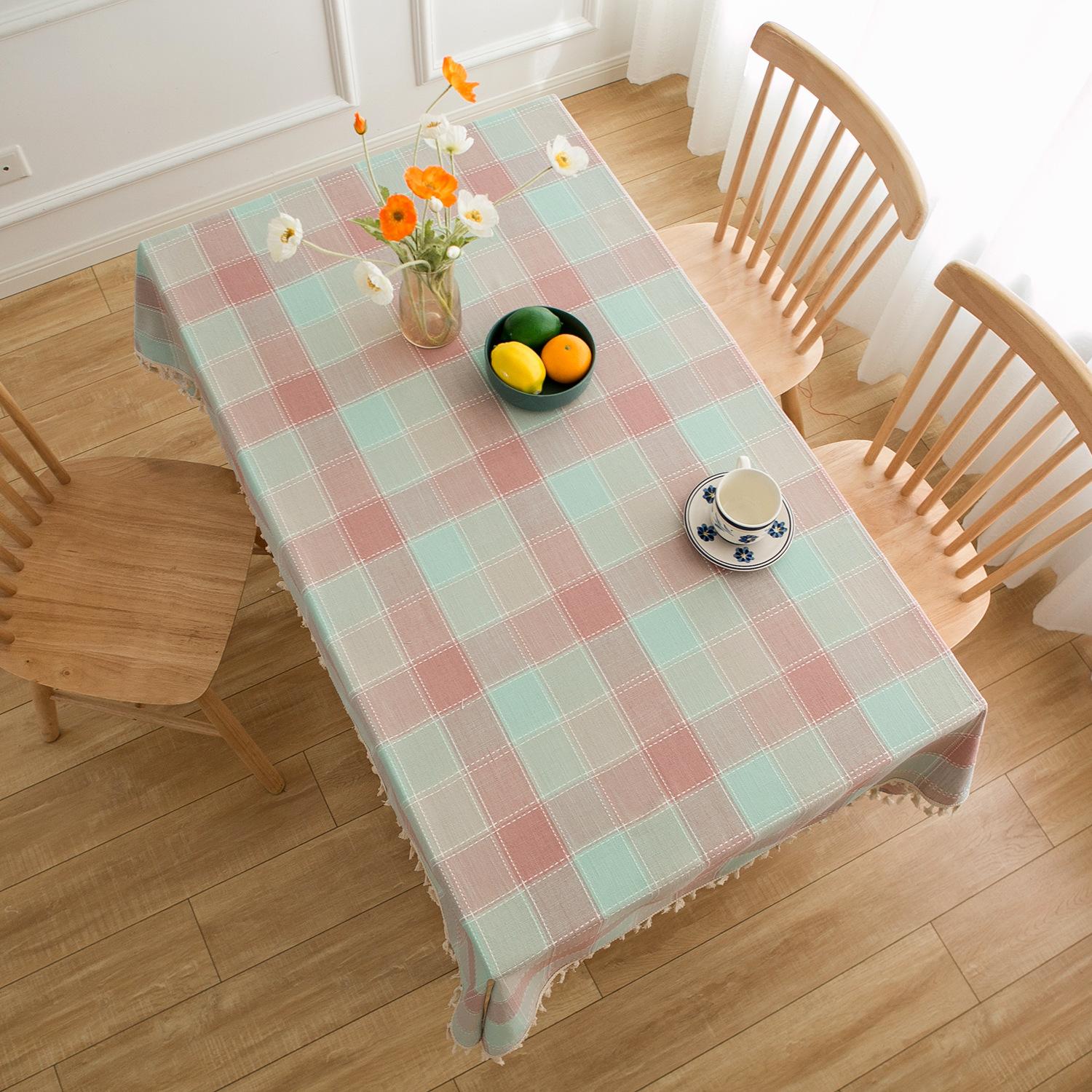 Modern Simple Plaid Fabric Cotton And Linen Tablecloth Cotton Rectangular Tablecloth Home Hotel Restaurant Tablecloth Spot 60*60cm