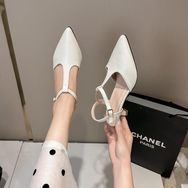 Fashion Women's Fashion Stiletto Baotou Sandals Summer New Pointy Shallow Mouth Anti-slip Wear-resistant High Heels