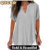 Women's Fashion Casual Solid Color Print V-Neck Short Sleeve Blouses & Shirts