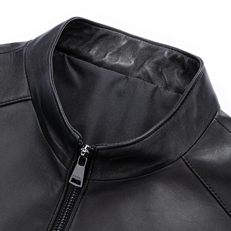 FAPAI Men's Stand-Collar Genuine Leather Jacket