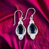 Natural London Blue Topaz Gemstone 925 Sterling Silver Handmade Earrings 1.80" EE-42-5