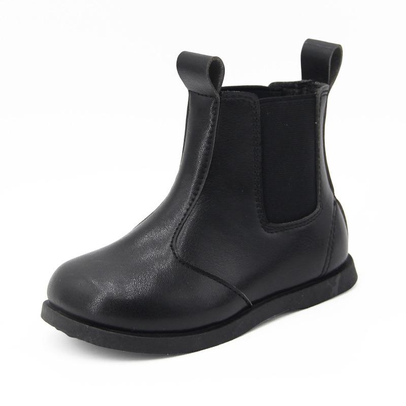 Детские кожаные ботинки на мягкой подошве и с резинками 31 чёрный — фото 5