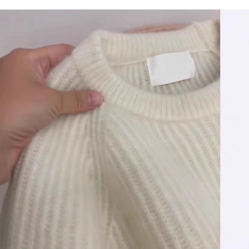 I love gentle milk white alpaca mohair thickened sweater women's winter soft waxy warm