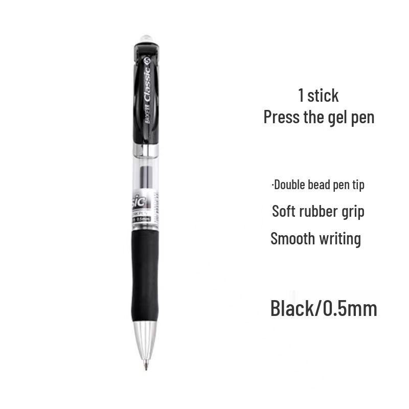 Bao Ke A35 Clickable Ballpoint Pen, 0.5mm Black & Blue Ink, F35 Water-Based Signature Tip 0.5mm