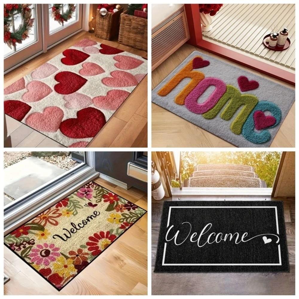 Anti Slip Letter Absorbent Mat Flower Door Mat Stain-resistant Bathroom Mat  Wet Areas