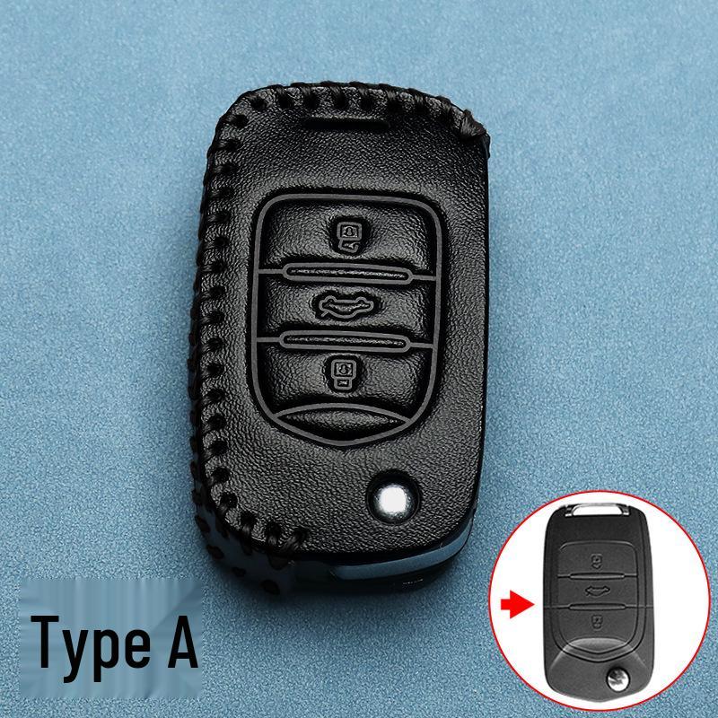 

Wuling H/I-Model Genuine Leather Key Case: Folding Three-Button Protective Cover with Metal Buckle - Men s Fashion Edition.