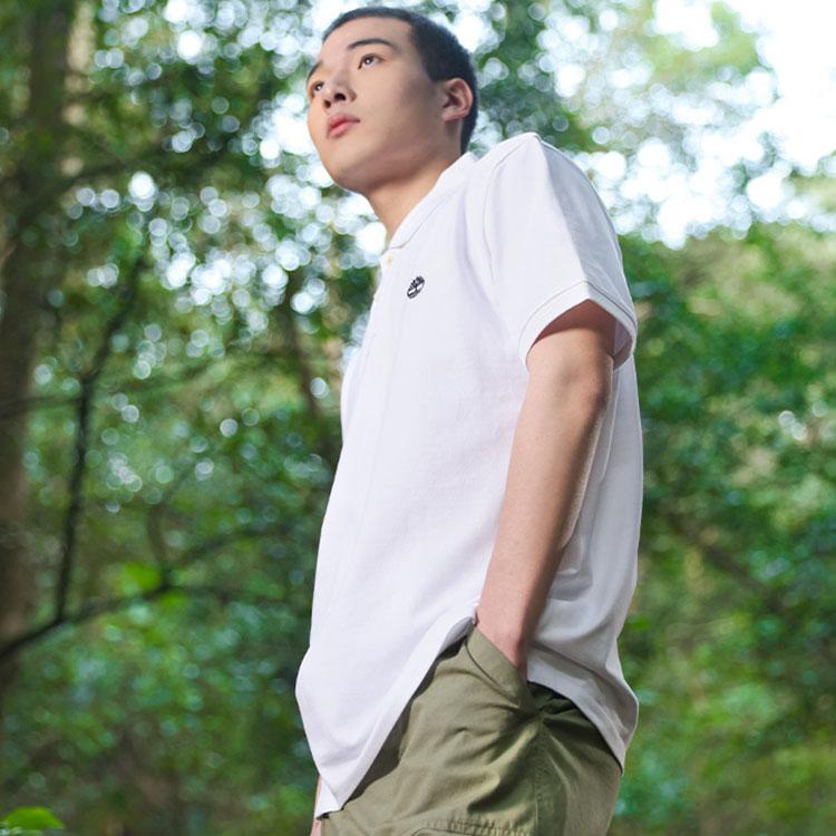 Timberland Venkovní ležérní jednobarevné polo tričko s krátkým rukávem Pánské topy Bílé A62T5-100