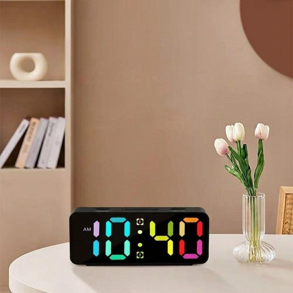 RGB Display Table Clock 12/24H Display Digital Alarm Clock Fashion Desktop Alarm Clock  Table