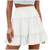 Women’s High Waist Tiered Mini Skirt with Elastic Waistband and Eyelet Embroidery Flared A-Line Design for Casual Wear
