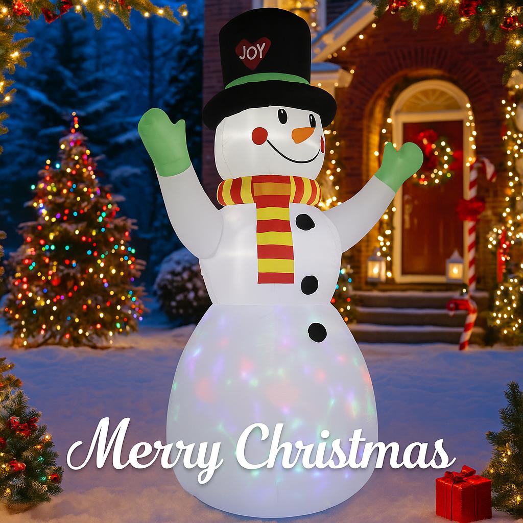 7.2FT Xmas Inflatable Yard Decoration LED Lit Snowman Toy Christmas Home Ornament Festive Gift Christmas Supplies Holiday Decor