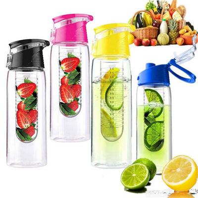 800ml Fruit Infusing Infuser Water Bottle Sports Lemon Juice Bottle Flip Lid For Camping Travel