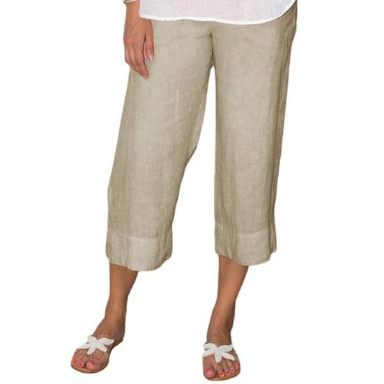 

Женские брюки с эластичной талией, средней посадки, широкие повседневные брюки с карманами, однотонные длинные брюки для повседневной носки S абрикосовый